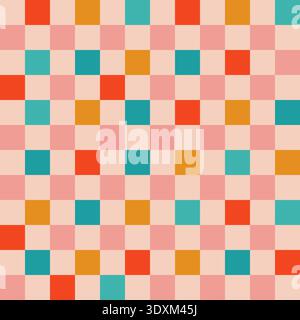 Natale in stile retrò festività invernali carta digitale con motivo senza cuciture sfondo ripetuto per carta da imballaggio, cancelleria, tessuto, carta da parati. Colori rosso, verde, rosa e oro Illustrazione Vettoriale