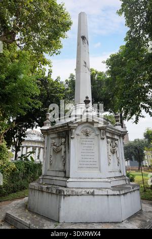 Black Hole of Calcutta Monument in St John's Church Grounds, Kolkata, Bengala Occidentale, India Foto Stock
