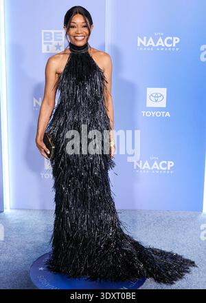PASADENA, SAN GABRIEL VALLEY, LOS ANGELES, CALIFORNIA, USA - FEBBRAIO 28: Connie Orlando arriva al 57° Annual NAACP (National Association for the Advancement of Colored People) Image Awards tenutosi presso il Pasadena Civic Auditorium il 28 febbraio 2026 a Pasadena, San Gabriel Valley, Los Angeles, California, Stati Uniti. (Foto di Xavier Collin/Image Press Agency) Foto Stock