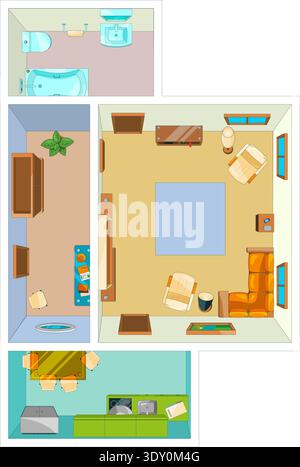 Piano della casa. Disposizione della sala. Schema appartamento Illustrazione Vettoriale