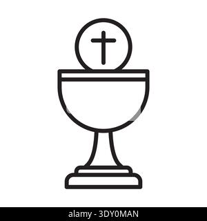 icona calice della santa comunione; elemento di design per la prima comunione santa inviti e biglietti di auguri - illustrazione vettoriale Illustrazione Vettoriale