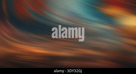 Pennellate astratte e vorticose di blu intenso, arance infuocate e gialli dorati creano uno sfondo dinamico e strutturato Foto Stock