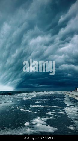 Nuvole di tempesta sulla spiaggia di Sanibel Island, Florida, al confine con il Golfo d'America Foto Stock