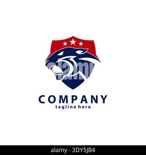 Logo astratto della pantera con un design minimalista e audace Illustrazione Vettoriale