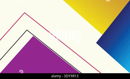 Vivaci forme geometriche in tonalità viola, blu, giallo e rosa su sfondo crema Illustrazione Vettoriale