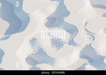 Mappa topografica astratta bianca con linee ondulate a strati e curve lisce adatta per un moderno background Design Foto Stock