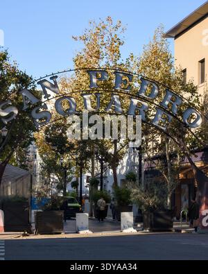 Arco di San Pedro Square a San Jose, California, 4 dicembre 2025 Foto Stock