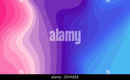 Vivace sfondo astratto con onde topografiche fluide e a strati in viola, blu e rosa Illustrazione Vettoriale