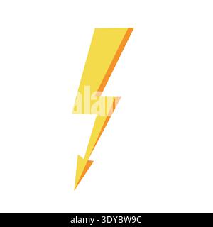 La grafica Lightning bolt rappresenta l'energia e l'energia elettrica questa illustrazione gialla e arancione trasmette un senso di velocità e avvertimento Illustrazione Vettoriale