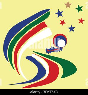 COPPA del mondo 2026: Rappresentazione astratta di bandiere, stelle e calcio. Illustrazione Vettoriale