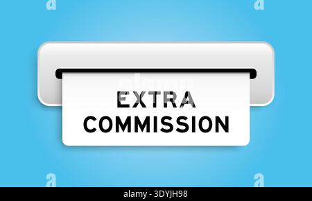 Banner coupon bianco con commissione extra sulla macchina su sfondo blu Illustrazione Vettoriale
