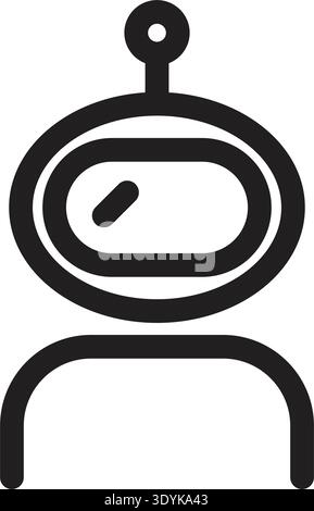 Illustrazione vettoriale delle icone di contorno avatar del robot AI Illustrazione Vettoriale