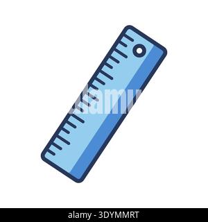 Righello blu utilizzato per misurare e disegnare diritti Illustrazione Vettoriale