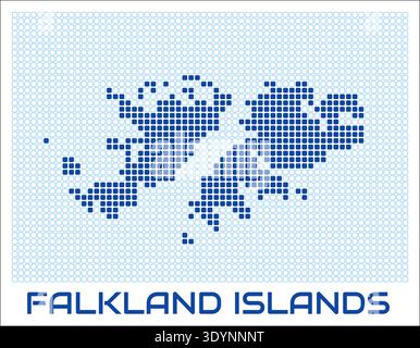 Mappa dei punti delle isole Falkland. Forma tratteggiata del paese. Punti di confine delle isole Falkland con titolo. Illustrazione vettoriale. Illustrazione Vettoriale
