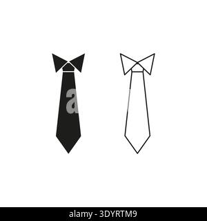 Icona cravatta nera. Abbigliamento da lavoro. Panno per collo Vector. Moda da ufficio. EPS 10. Illustrazione Vettoriale