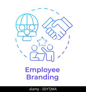 Icona del concetto di gradiente blu del branding dei dipendenti Illustrazione Vettoriale