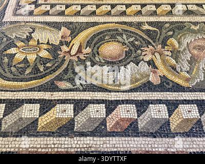 Bordo del mosaico di Eros e Psiche. Oggi è in mostra presso il Museo del mosaico Zeugma di Gaziantep, Turchia Foto Stock