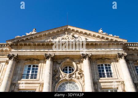 Building facad Place de la Bourse; Borsa, Bordeaux, Francia; Foto Stock
