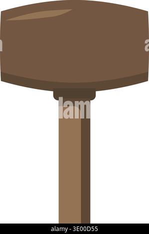 Illustrazione piatta di uno sgabello rotondo con una gamba di supporto singola mostrata in primo piano Illustrazione Vettoriale