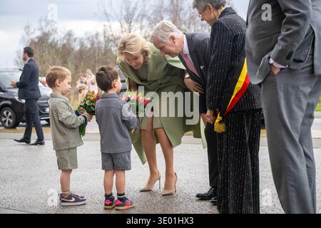 Niel, Belgio. 10 marzo 2026. Re Filippo - Filip del Belgio e la regina Matilde del Belgio arrivano a una visita reale al Parco scientifico dell'Università di Anversa a Niel, martedì 10 marzo 2026. BELGA FOTO JONAS ROOSENS credito: Belga News Agency/Alamy Live News Foto Stock
