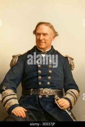 David Glasgow Farragut, 1801 - 1870, ufficiale di bandiera della Marina degli Stati Uniti durante la guerra civile americana Foto Stock