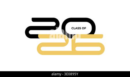 Logo classe 2026 Seniour Year Graduation. Disegno del logotipo della scheda di invito per laureati, firma del calendario scolastico. Congratulazioni, numeri tipografia Illustrazione Vettoriale