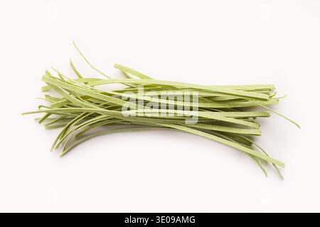 Pasta isolata di spinaci verdi crudi freschi Foto Stock