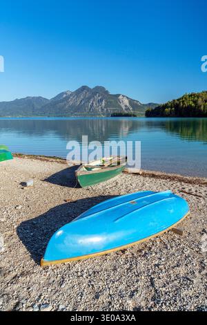 Vista dal Walchensee a Herzogstand (1731 m), alta Baviera, Baviera, Germania Foto Stock