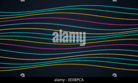 Sfondo della tecnologia a onda di flusso di dati al neon colorato Foto Stock