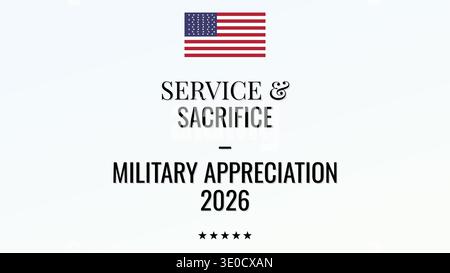 Servizio e sacrificio apprezzamento militare 2026 Illustrazione Vettoriale