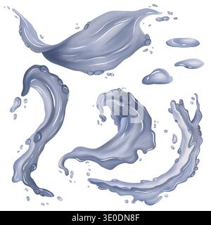 Illustrazione astratta di spruzzi d'acqua dinamici e gocce in movimento che mostrano fluidità e movimento Foto Stock