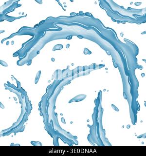 Motivo senza cuciture di spruzzi e gocce d'acqua blu, ideale per progetti di design, carte da parati e applicazioni a tema acquatico Foto Stock