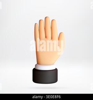 Mano umana 3D che mostra il gesto del palmo aperto. Illustrazione Vettoriale