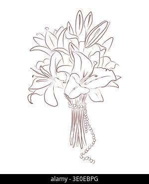 Bouquet di nozze art llustration Foto Stock