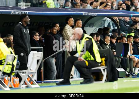 Madrid, Spagna. 11 marzo 2026. (L-R) David Alaba, Jude Bellingham, Eder Militao, Kylian Mbappe (Real) calcio: UEFA 'Champions League' turno 16 partita di 1a tappa tra il Real Madrid CF - Manchester City all'Estadio Santiago Bernabeu di Madrid, Spagna. Crediti: Mutsu Kawamori/AFLO/Alamy Live News Foto Stock