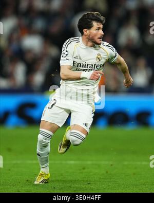 Madrid, Spagna. 11 marzo 2026. Fran Garcia del Real Madrid durante la partita di UEFA Champions League, turno 16, andata, tra Real Madrid e Manchester City giocata allo stadio Santiago Bernabeu l'11 marzo 2026 a Madrid in Spagna. (Foto di Bagu Blanco/PRESSINPHOTO) credito: PRESSINPHOTO SPORTS AGENCY/Alamy Live News Foto Stock
