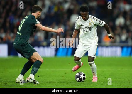 Madrid, Spagna. 11 marzo 2026. Vinicius Junior del Real Madrid durante la partita di UEFA Champions League, turno 16, andata, tra Real Madrid e Manchester City giocata allo stadio Santiago Bernabeu l'11 marzo 2026 a Madrid in Spagna. (Foto di Bagu Blanco/PRESSINPHOTO) credito: PRESSINPHOTO SPORTS AGENCY/Alamy Live News Foto Stock