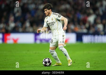 Madrid, Spagna. 11 marzo 2026. Fran Garcia del Real Madrid durante la partita di UEFA Champions League, turno 16, andata, tra Real Madrid e Manchester City giocata allo stadio Santiago Bernabeu l'11 marzo 2026 a Madrid in Spagna. (Foto di Bagu Blanco/PRESSINPHOTO) credito: PRESSINPHOTO SPORTS AGENCY/Alamy Live News Foto Stock