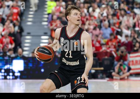 Justuz Hollatz (FC Bayern Basketball, #21), GER, FC Bayern Basketball vs. Anadolu Efes Istanbul, Basketball, Euroleague, 31. Spieltag, Saison 2025/2026, 12.03.2026, foto: Eibner-Pressefoto/Jenni Maul Foto Stock