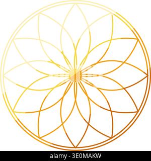 Design con simbolo vettoriale della geometria sacra dorata Illustrazione Vettoriale