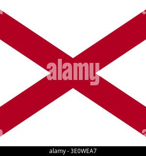 Bandiera quadrata dello stato dell'Alabama. Parte degli Stati Uniti d'America. Design pulito per la stampa, il Web o l'uso didattico. Illustrazione vettoriale. Illustrazione Vettoriale