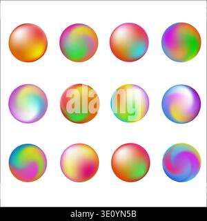 La colorata sfumatura circolare evidenzia gli elementi di design delle icone vettoriali di instagram Illustrazione Vettoriale