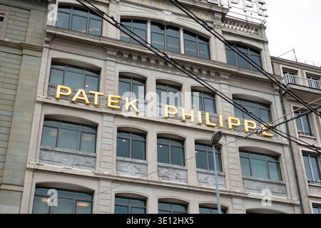 Ginevra, Svizzera -- 12 gennaio 2023: Edificio Patek Philippe a Ginevra. Foto Stock