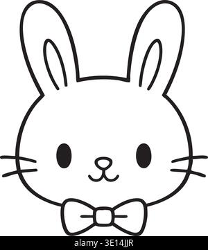Il simpatico volto coniglietto delinea una semplice illustrazione del personaggio del coniglio pasquale Illustrazione Vettoriale