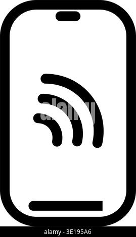 Questa icona vettoriale mostra uno smartphone che visualizza un segnale wireless, che simboleggia i pagamenti senza contatto o mobili. Ideale per applicazioni, siti Web o marketing Illustrazione Vettoriale