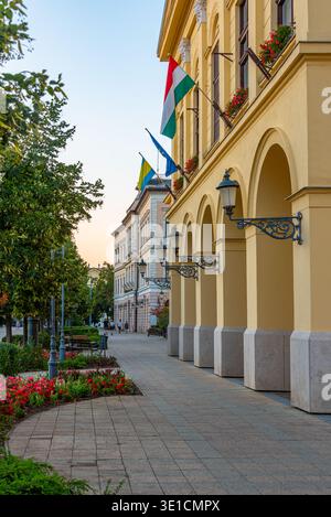 Strada commerciale nel centro storico di Debrecen, Ungheria. IMMAGINE Foto Stock