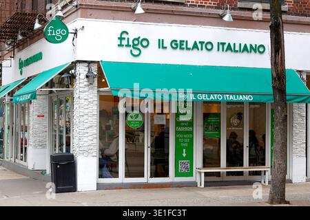 Figo il gelato Italiano, 189 Bleecker St, New York, negozio di New York, NYC di una franchigia di gelati italiani nel Greenwich Village di Manhattan. Foto Stock
