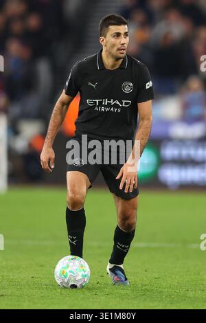 Londra, Regno Unito. 14 marzo 2026. Rodri del Manchester City durante la partita West Ham United vs Manchester City Premier League al London Stadium di Londra. Il credito per immagini dovrebbe essere: Paul Terry/Sportimage Credit: Sportimage Ltd/Alamy Live News Foto Stock