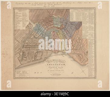 De 8 onderkiesdistricten van Amsterdam è una mappa del XIX secolo che illustra gli otto sottodistretti elettorali utilizzati ad Amsterdam per l'elezione dei membri del Tweede Kamer degli Stati generali nell'agosto 1850. Il disco fotografico d'archivio documenta una riproduzione fotografica della mappa prodotta intorno al 1849 da W. C. van Baarsel e pubblicata da W. C. Brix von Wahlberg. Foto Stock