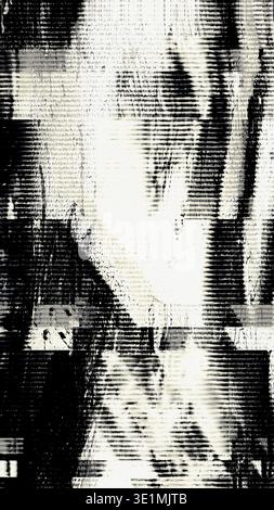 Texture glitter bianco e nero con artefatti Scanline Foto Stock